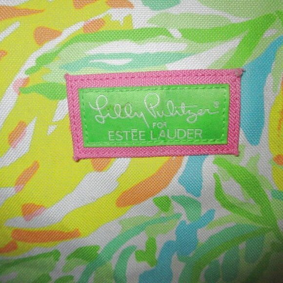 LILLY Pulitzer x ESTEE Lauder BEACH Tote BAG Tropical LEMONS Canvas SHOULDER - Picture 2 of 12